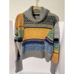 Free People Multicolor Sweater S/P Cropped Turtle Neck‎